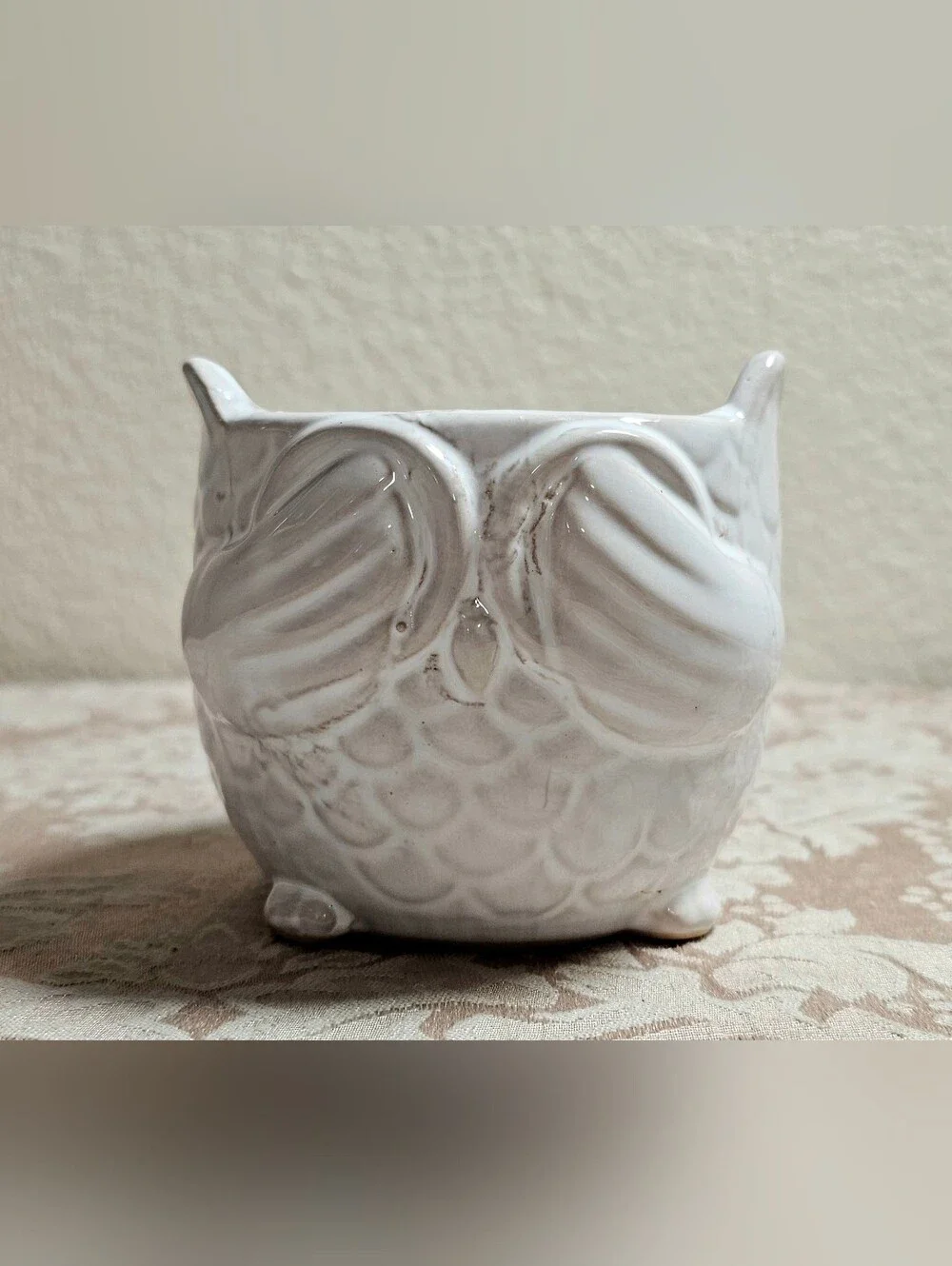 Mini White Ceramic Owl Planter Pot Succulent Pot 